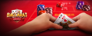 Imagem ilustrativa do jogo Baccarat Deluxe, destacando a mesa de jogo e as cartas.